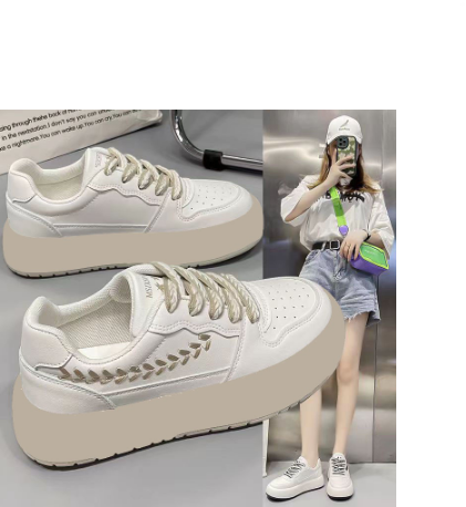 New Rubber Shoes for Women Thick-Soled Casual Round Toe White Korean Shoes