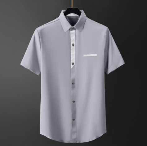 Korean Style Elegant Business Fashion Casual Men's Short Sleeve Shirt