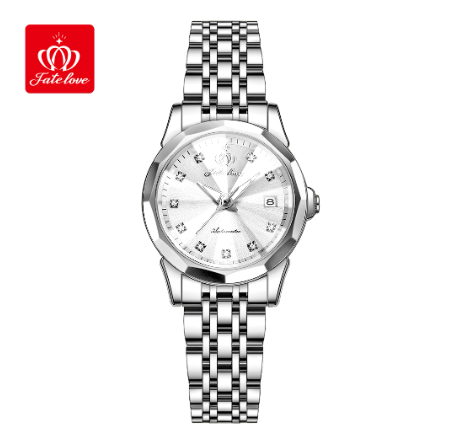 Fate Love Watch For Women Waterproof Original With Box Blue Sliver Womens Female Watches Stainless Steel Watch WHITE DIAL SILVER CASE STRAP