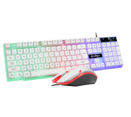 INPLAY STX200 Keyboard and Mouse Set/Gaming Keyboard and Mouse Mechanical Gaming Keyboard(White）