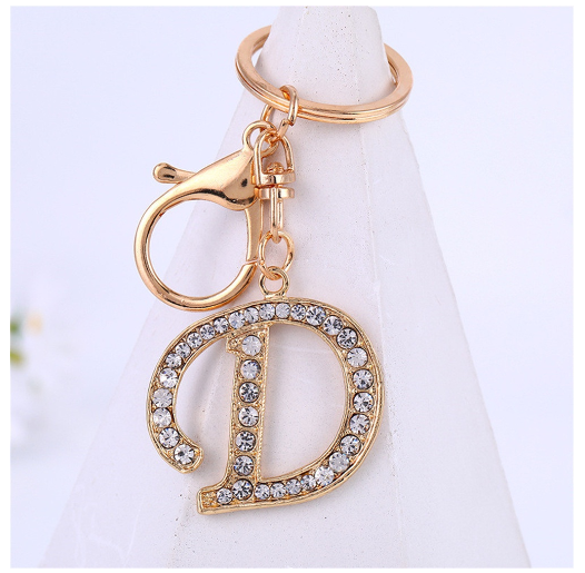 New A-Z 26 Letter Key Chains Stainless Steel Keychain Charm Fashion Accessories Key Ornaments D
