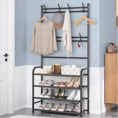 Multifunctional Shoe Rack Organizer Simple Floor Coat Rack Shoe Hat Rack 4 Layer
