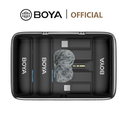 BOYALINK Wireless Lavalier Microphone Noise Cancellation Lapel Mic with Charging Box for iPhone Type-C Smartphones Cameras