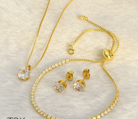 TBK 3in1 Gold Plated Bangko Jewelry Set Necklace Bracelet Earring 2181s