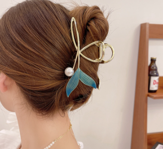 Blue Ocean Pearl Delicate Fishtail Hair Clip Hair Clips Hair Pin for Women Girls Hair Extension Clamp Hair Accessory