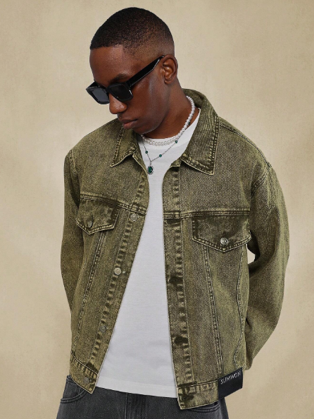 SUMWON Washed Cropped Trucker Jacket