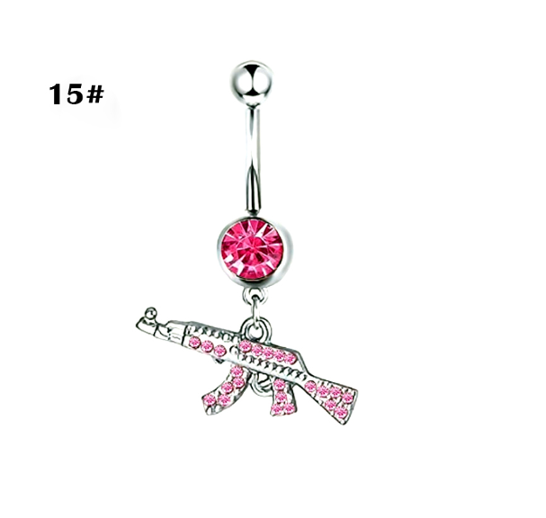 Stainless Steel Heart Piercing Jewellery Zirconia Butterfly Belly Button Ring Belly Button Clasp Pink 15