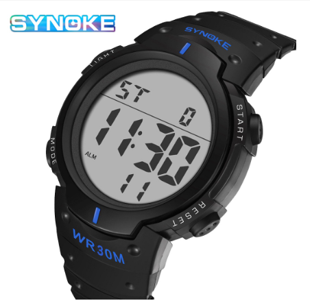 SYNOKE Men Watch Chronos Countdown Waterproof LED Digital Electronic Clock Sports Watches BLUE