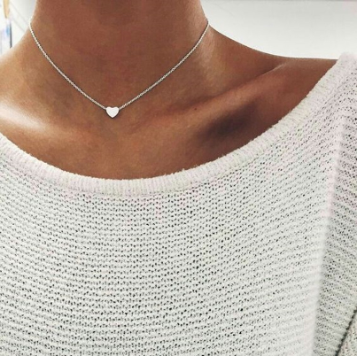 LOVE HEART Short Necklace Gold Silver