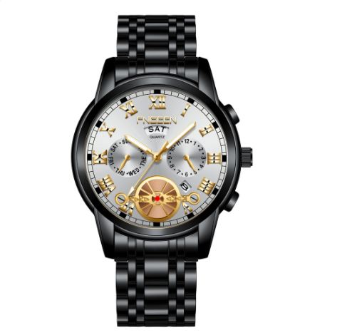 Binbond Original Luxury Watch Men Trendy Fashion Black Watch Men Stainless Steel Fashion Watch M06