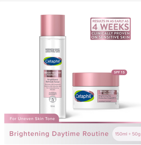 Cetaphil Radiance Routine Daytime(Brightness Refresh Toner + Brightening Day Protection Cream SPF15)
