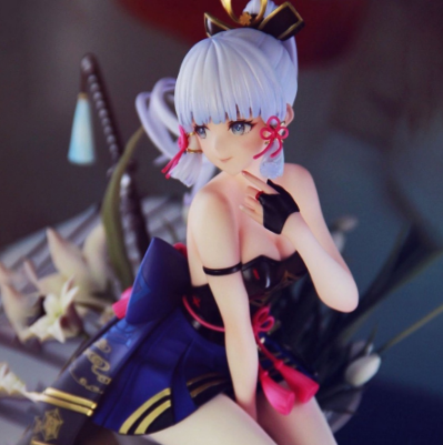 20cm Genshin Impact Kamisato Ayaka Sitting Model Collectible Figure Doll Desktop Ornaments