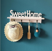 LEDSTAR Wooden Carved Letters Hollow Storage White Wall Hook