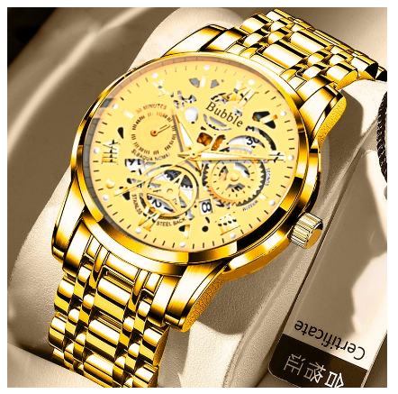 Original Luxury Hollow Stainless Steel Fashion Luminous Waterproof Men's Watch Business Calendar automatic Quartz analog Wrist Watch 002
