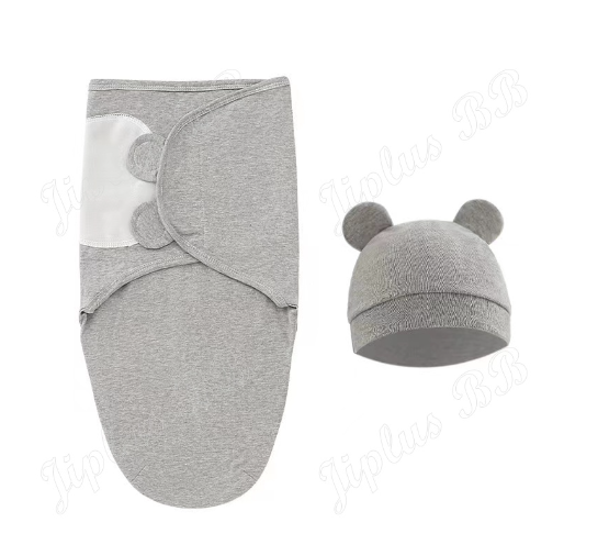 Newborn Baby Muslin Swaddle Blanket Hat Set Swaddle Bedding Wrap Blanket Baby Swaddling S66