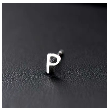 A-Z Initial Letter Stud Earrings for Women Girls Birthday Gift Silver Plated 26 Alphabet Name Ear Piercing Jewelry P