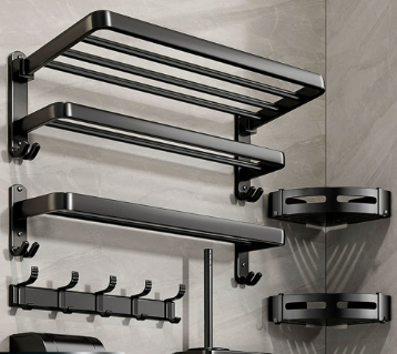 Imuto Bathroom Organizer Rack Towel Holder Toilet Wall Hooks Corner Shelf Triangle/Square Shelving