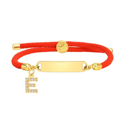 Vnox Custom Initial Letter Name Baby Bracelet Personalized Newborn Child Birth Gift Red Thread Rope Bracelet Adjustable Handchain E