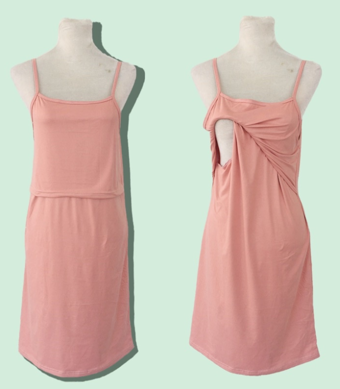 Best Moms Maternity and Nursing Spaghetti Dress Breastfeeding Wear BRIDAL PINK