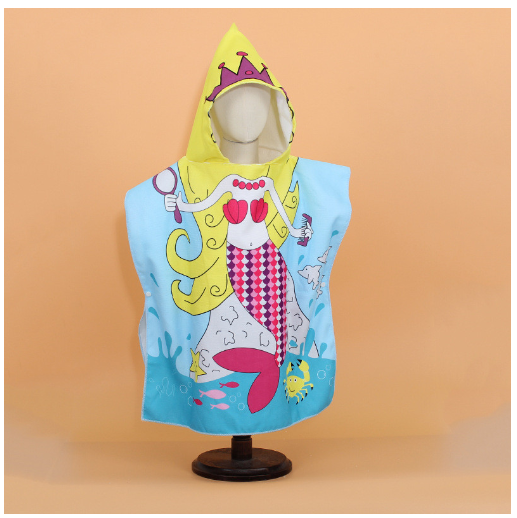 Children Bath Towel Cartoon Printed Baby Can Wear Hooded Bathrobe Beach Swimming Windproof Quick-Drying Cloak Kids Beach Towels T3