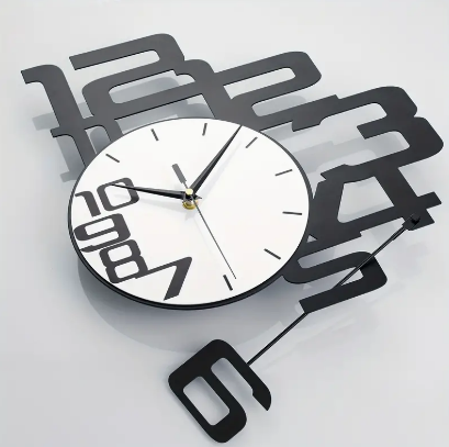 1pc Modern Minimalist Personality Metal Wood Creative Wall Clock, Large Battery Operated Clock For Living Room, Kitchen, Bedroom, Dining Room And Office Decor, For Autumn Thanksgiving Halloween Harves