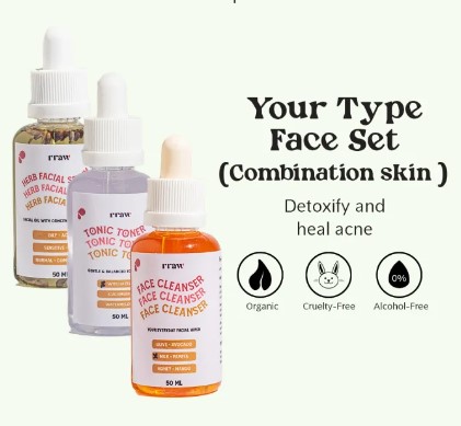 RRAW Skin Care Normal Combination Your Type Face Set Organic Natural Moisturizing