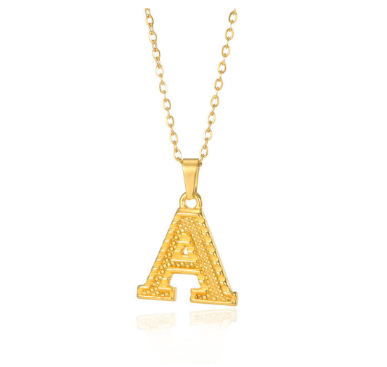 Stainless Steel Capital Initial Letter Necklaces For Women A-Z Alphabet Pendant Necklace A