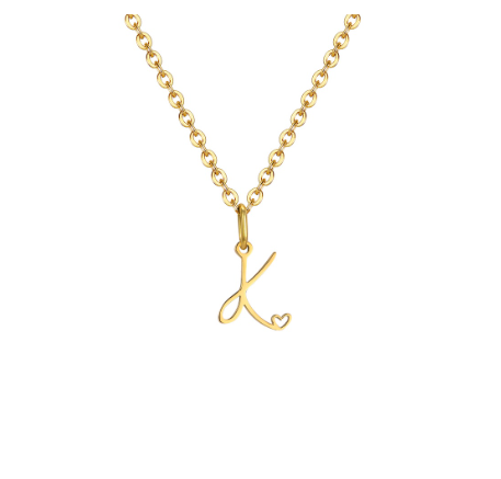Vnox Initial with Hollow Heart Pendant Necklace,18K Gold Dainty Letter Choker Necklace Gift for Women Necklace Jewelry K