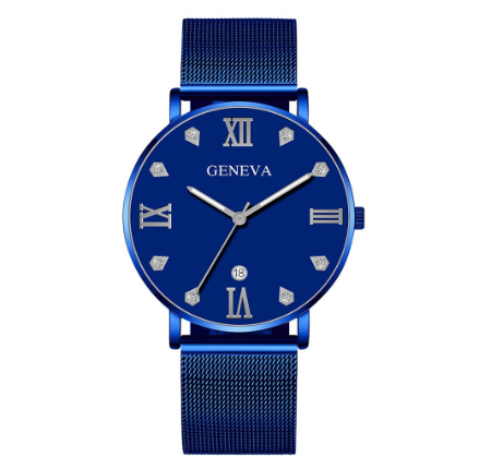 Original GENEVA Luxury Diamond Stainless Steel Waterproof Quartz Fashion Watch for men's Women's 5