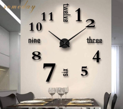 Mirror DIY Large Wall Clock DIY Wall Clock 3D Mirror Sticker Metal Roman Numerals Big Clock