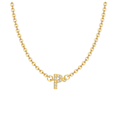 Vnox Initial Choker 18K Gold Letter A-Z Pendant Necklace Accessories for Women P