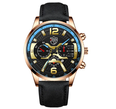 Full Steel Men's Quartz Business Wacthes Mens Stainless Steel Calendar Analog Wrist Watch Relo Ng Kalalakihan LEATHER ROSEGOLD BLACK