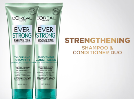 LOreal Paris Ever Strong Thickening Shampoo and Conditioner Set(250mL)- Hair Treatment, Sulfate Free