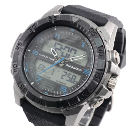 Black Rubber Strap Analog-Digital Watch