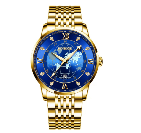 Original Luxury Golden Fashion Men Quartz Waterproof Luminous Calendar Stainless Steel Watch M4