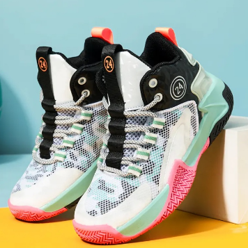 Korean high up Basketball Shoes For Kids Non-Slip Sports Shoes Hight Top Basketball For Kids Boys