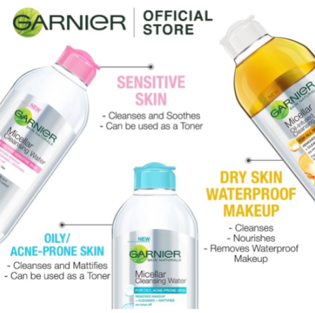 Garnier Micellar Cleansing Water Singles Blue 125ml/400ml [Oily & Acne Prone Skin, Facial Cleanser]