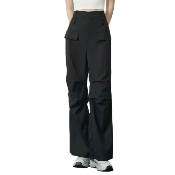 Lovito Women Casual Plain Button Fake Pocket Zipper Pants L77ED100