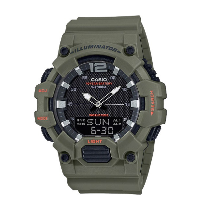 Casio Resin Strap 100 Meter Telememo World Time Watch