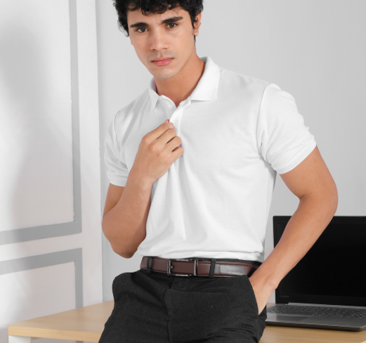 Organic Cotton Plain Polo Shirt For Men Honeycomb Black White Short Sleeve Polo For Men Trendy Tops