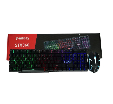INPLAY STX360 Keyboard Mouse Bundle Suspended Rainbow Backlit Gaming Keyboard Gaming Mouse Combo