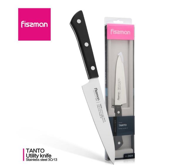 Fissman Premium 5'' Kitchen Knife Monogami White 2424 Black Handle