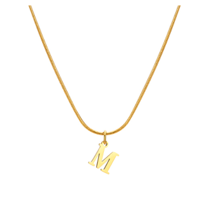 Vnox Gold 26 Capital Letter Necklace for Women,Stainless Steel Initial Pendant Necklaces M