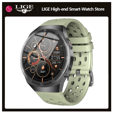 LIGE Smart Watch Men Fitness Tracker WristWatches Full Touch Screen Sports Waterproof Smartwatch For Android & Ios GREEN