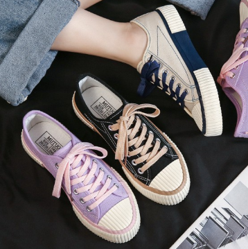 Autumn New Biscuit Shoes Canvas Shoes Women's Low Top Korean fashion shoes#F110