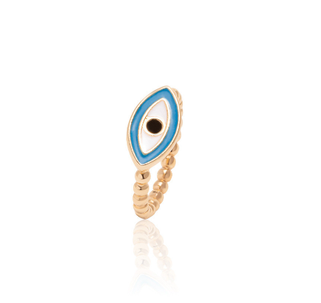 Oil Painting Gold-Plated Devil's Eye Ring Personalized Electroplated Women's Fashion Ring Opening Women's Accessories Jewelry D14
