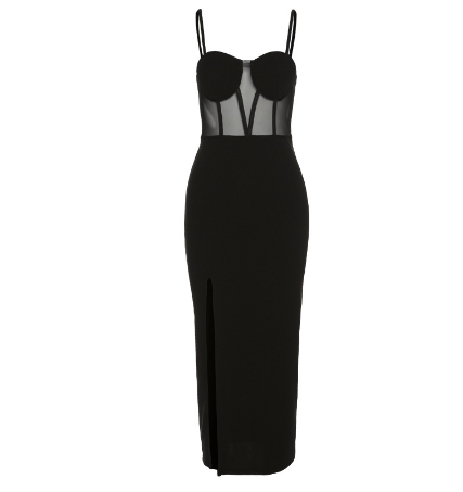 Sexy Women's Strap Backless Sleeveless Mesh Split Long Dress