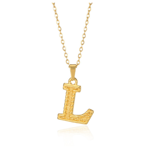 Stainless Steel Capital Initial Letter Necklaces For Women A-Z Alphabet Pendant Necklace L