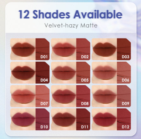 Focallure Velvet-hazy Long Lasting Matte Lip Clay Dual-use Lipstick & Blush & Eyeshadow High Pigment Lipstick Blush Lip Tint