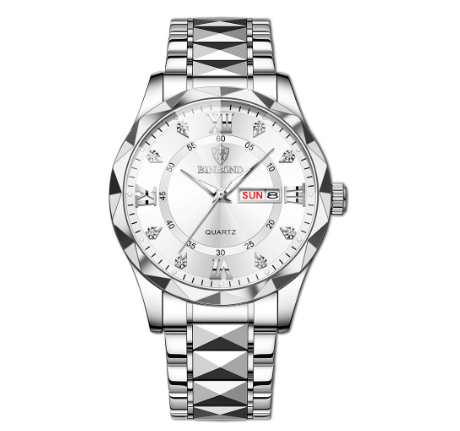 Original Men's Luxury Stainless Steel Waterproof Fashion Business Watch Luminous Dual Calendar Quartz Wrist Watch M9